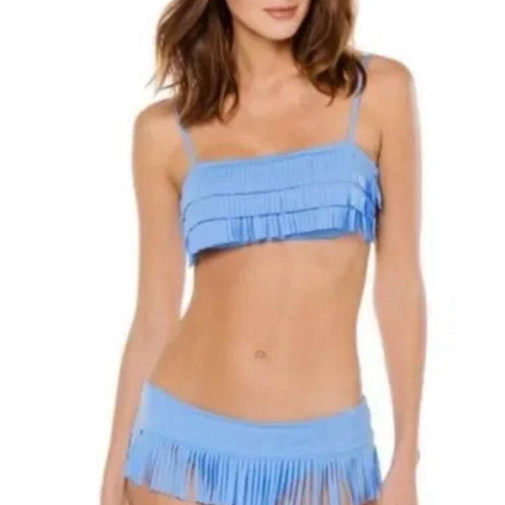 BECCA Light Blue Fringe Bikini